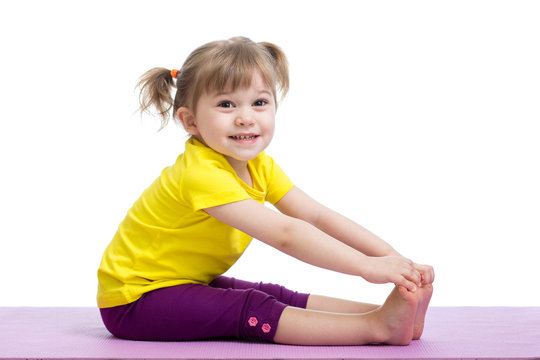 child girl doing fitness exercises