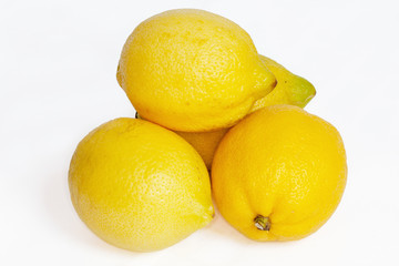 Citrons jaunes sur fond blanc