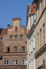 Fototapeta na wymiar Old houses in the historic center of Lubeck