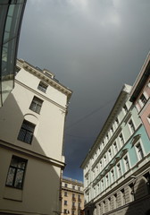 Cityscape with thunderclouds (Riga, Latvia)