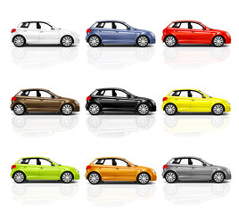 Collection of Multicolored 3D Modern Cars