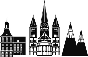 Naklejka premium Bonn_Deutschland_Skyline_Silhouette