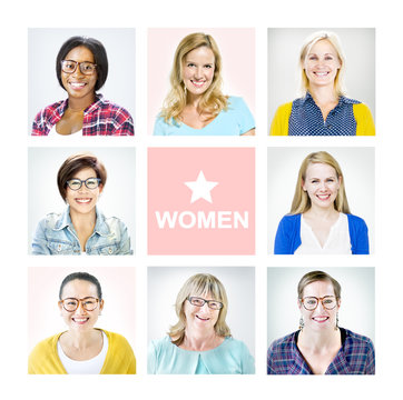 Portrait of Multiethnic Diverse Cheerful Women