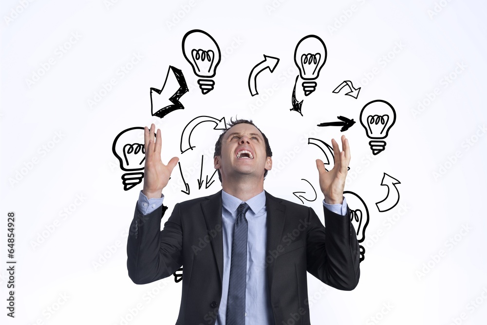 Poster composite image of stressed businessman gesturing
