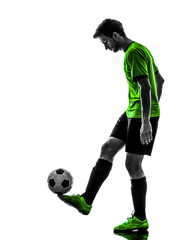 Fototapeta na wymiar soccer football player young man juggling silhouette