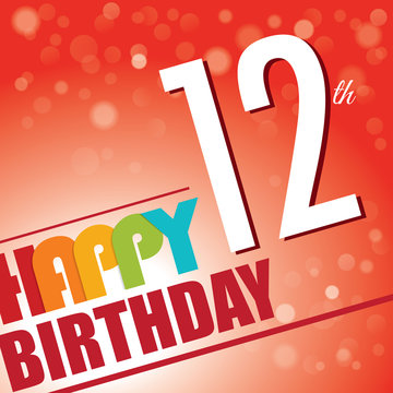12th Birthday retro party invite/template.Bright/colorful