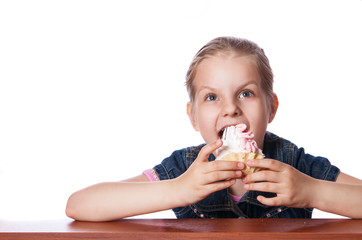 girl eats cake