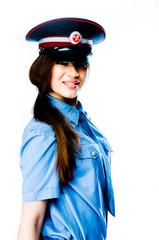 young and beautiful woman in police uniform