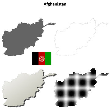 Afghanistan blank outline map set