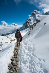 Trekking in Everest region, Renjo mountain pass, Nepal