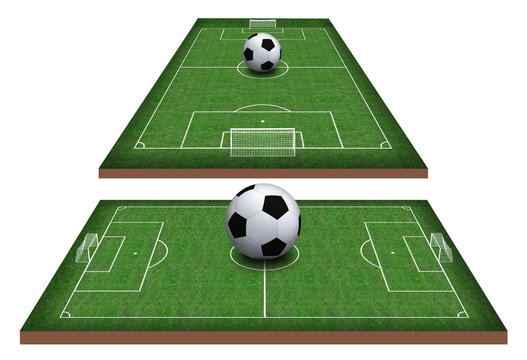 Soccer field and soccer ball, 3d 