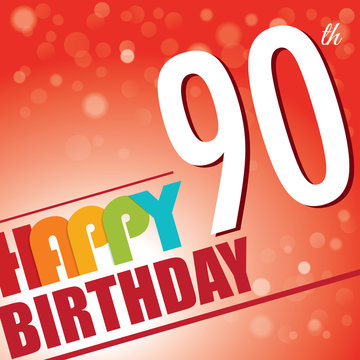 90th Birthday retro party invite/template.Bright/colorful