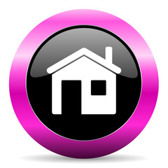 house pink glossy icon