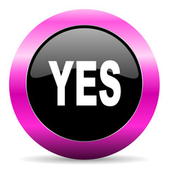 yes pink glossy icon