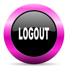 logout pink glossy icon