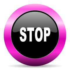 stop pink glossy icon