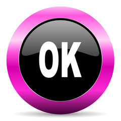 ok pink glossy icon