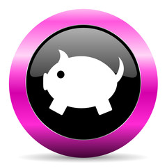 piggy bank pink glossy icon