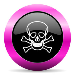 skull pink glossy icon