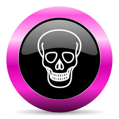 skull pink glossy icon