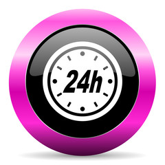 24h pink glossy icon