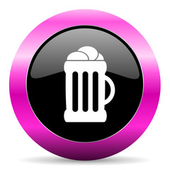 beer pink glossy icon