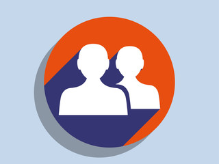 Flat long shadow icon of team work