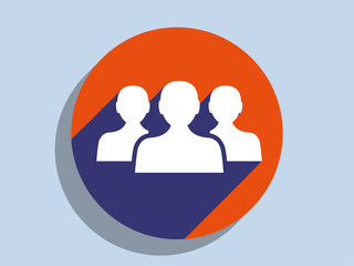 Flat long shadow icon of team work