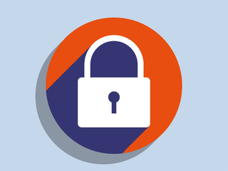 Flat long shadow icon of lock