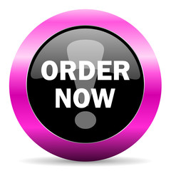 order now pink glossy icon