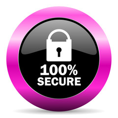 secure pink glossy icon