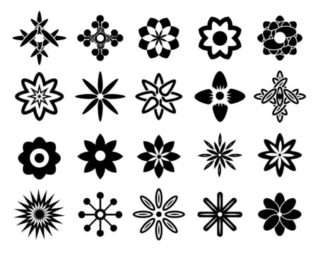 Set of vectorized flowers