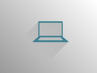 Flat long shadow icon of laptop