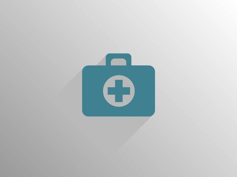 Flat long shadow icon of ambulanse