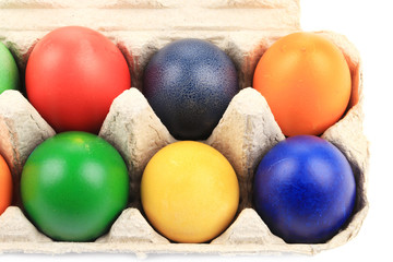 Fototapeta na wymiar Fresh colourful eggs in case.