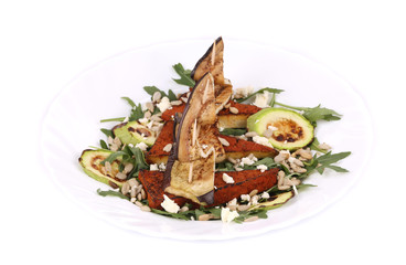 Salad with grilled vegetables and tofu.