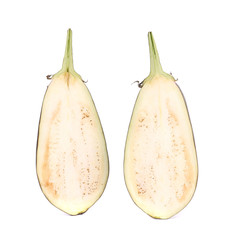 Two halved eggplants.