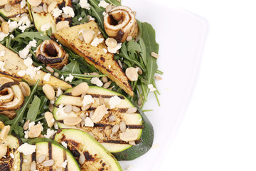 Salad with grilled vegetables and tofu.