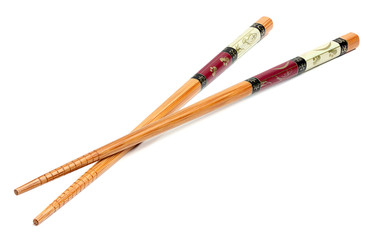 Bamboo chopsticks closeup.