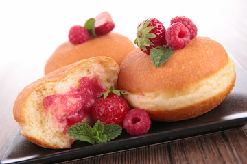 donut and raspberry