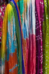 Fototapeta na wymiar colorful saris, textile , Jaipur, Rajasthan, India