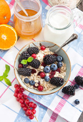 Healthy breakfast with granola and fresh berries