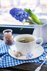 Cup of fresh herbal tea