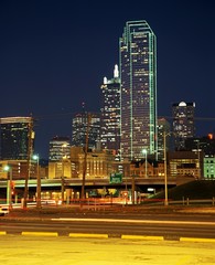 Fototapeta na wymiar Skyscrapers at night, Dallas, USA © Arena Photo UK