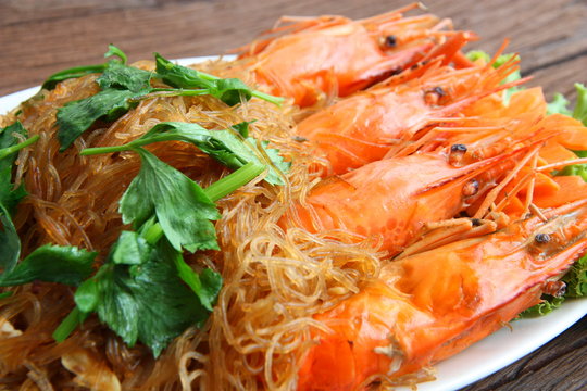 Shrimp vermicelli. Thai food