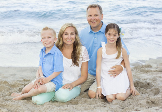 Beautiful Family portrait at the beach