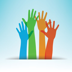 colorful hands, vector illustration