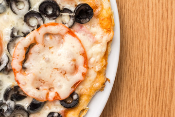 Traditional Italian Pizza On Plate Close Up