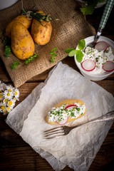 New potatoes with spring curd