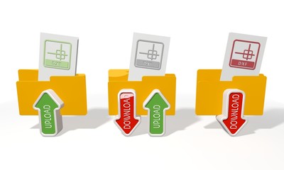 three dxf file file transfer icons